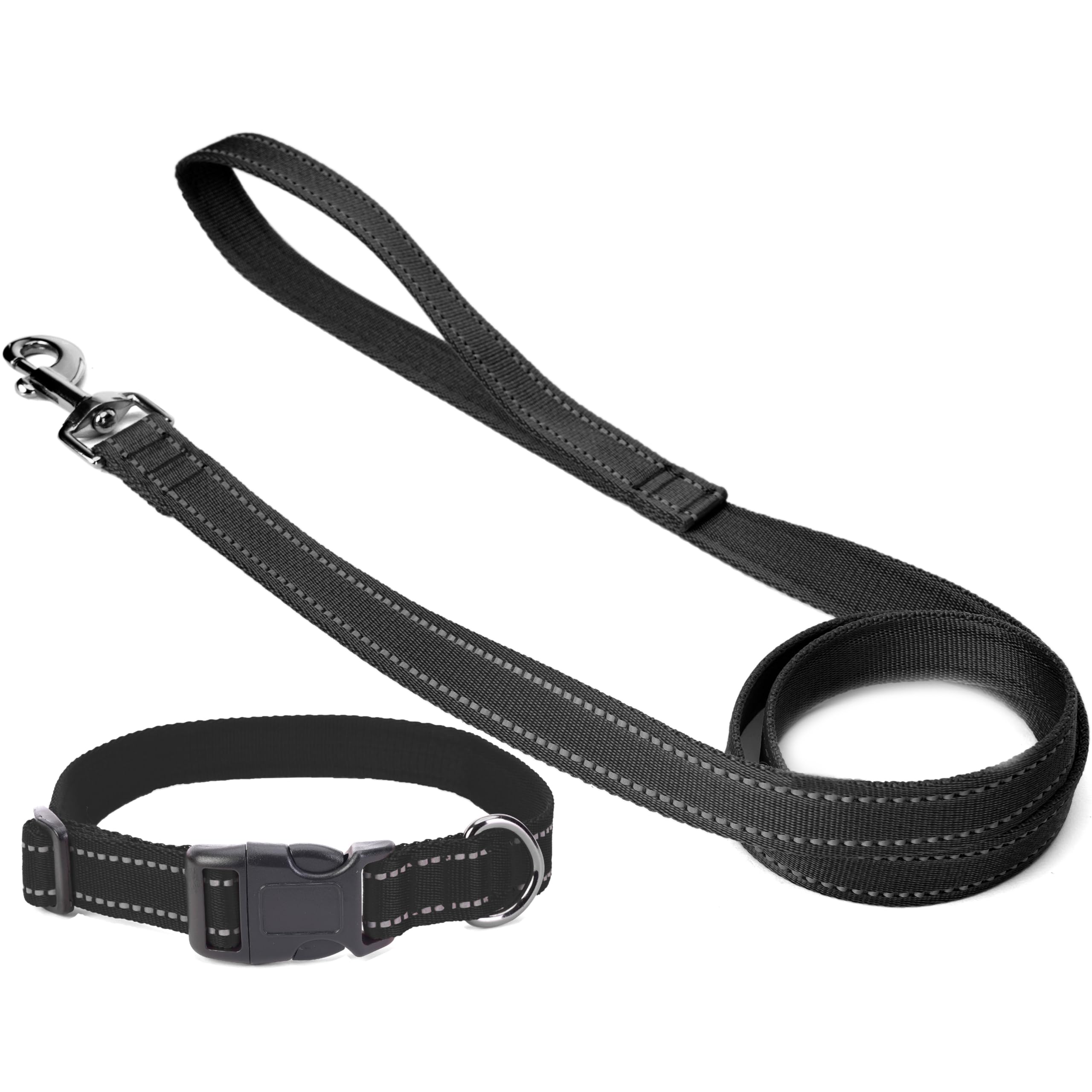 WOOFLIX Reflective Dog Leash And Collar Combo Set For Medium And Large Dogs|Durable Strong Dog Collar Belt & Dog Leash For Medium & Large Dog Training & Walking Lead Dog Leash (Medium, Black),10 cm (B0D9C43Z21) Amazon Price History, Amazon Price Tracker