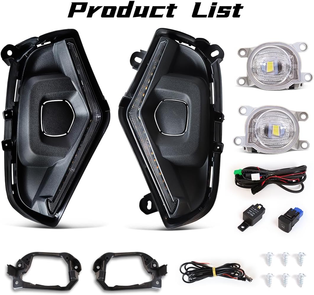 LED Fog Light For Toyota RAV4 2019-2024 Daytime Running Light Kit with White Fog Lamp Bulb, Wiring Harness