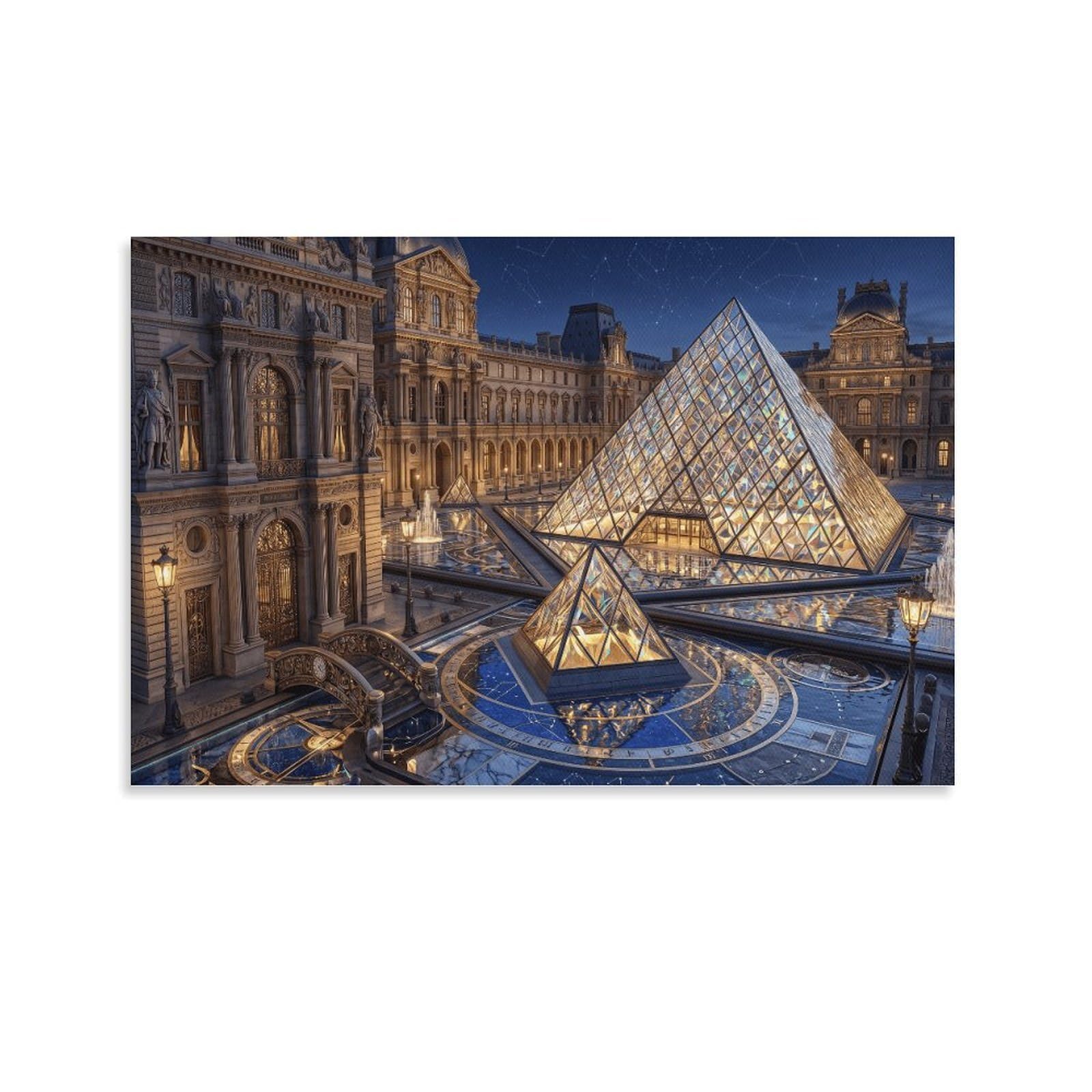 XPASHIQWC Louvre Glass Pyramid Paris Wall Decor Poster Giclee Canvas Prints Modern Wall Art Picture Wall Hanging for Office Gym Living Room Decor 24x36inch(60x90cm)