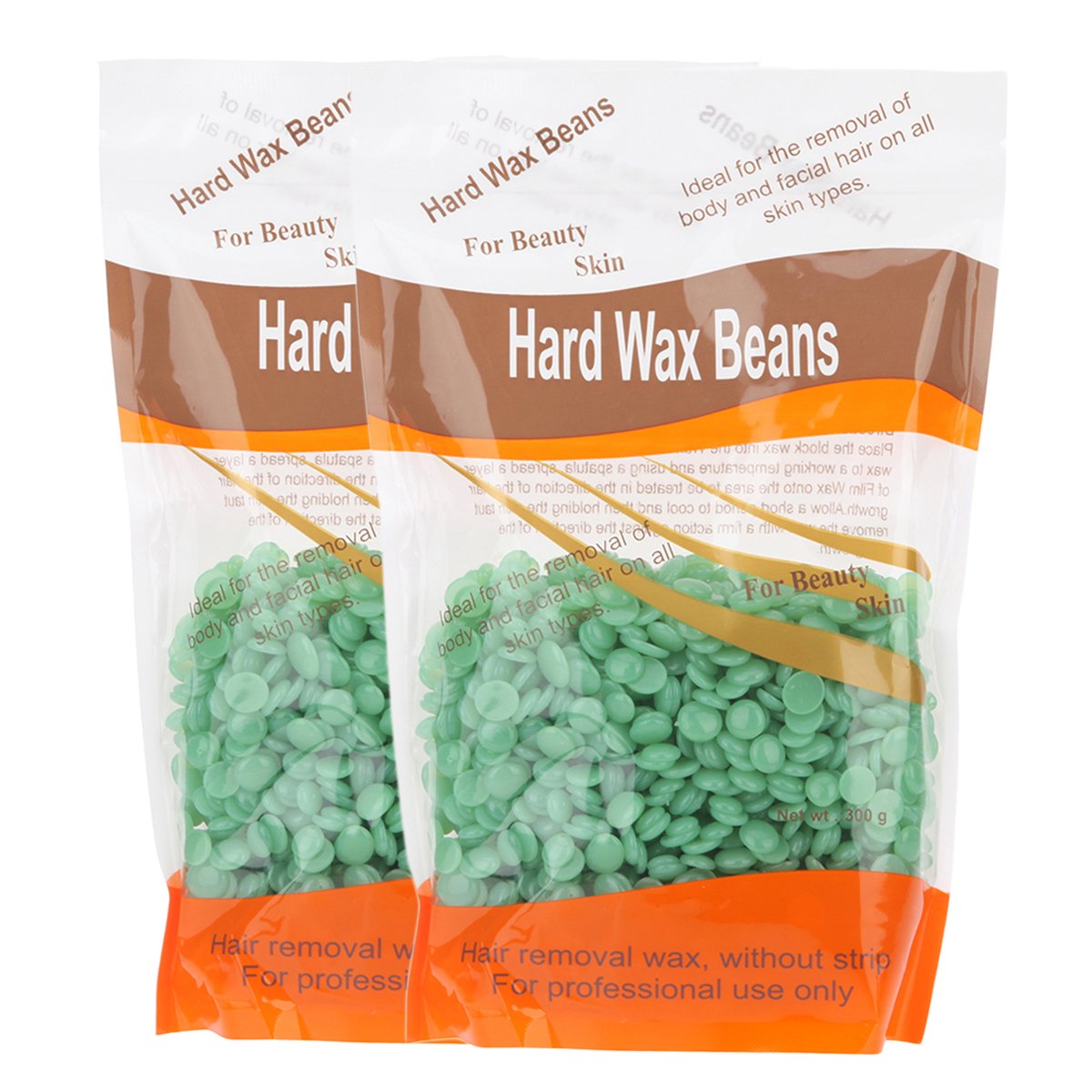 Korlin Hard Wax Beans for Face, Underarms, Brazilian, Bikini Hair Remover 10.6 Ounce, Pack of 2 (Green Tea)