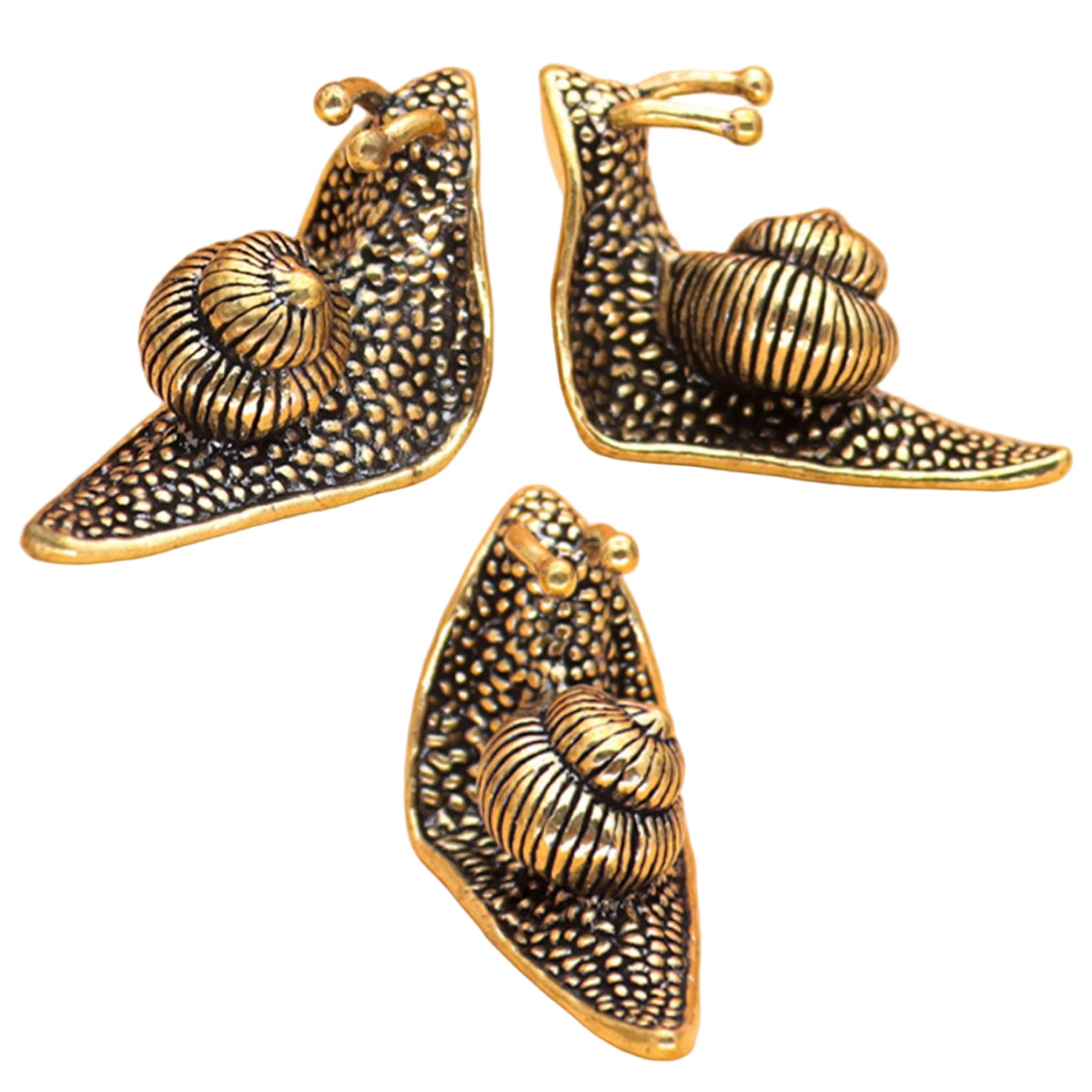 Peosaard Dark Brown Snail Decor, 3Pcs Snail Figurine, Realistic Vivid Brass Decor, Retro Antique-Style Mini Sculptures For Terrarium, Desk, Bookshelf & Plant Pots, Statue