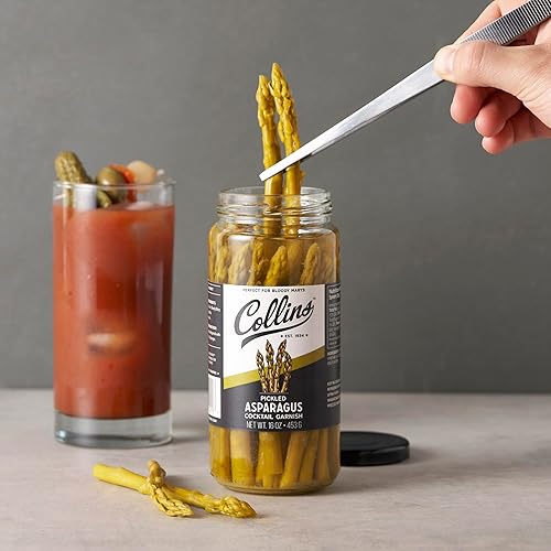 Miniatura 5 de Collins Espárragos gourmet en escabeche  Guarnición premium para cócteles, Bloody Mary, ensaladas, bandejas de carne y queso  Lanzas de espárragos