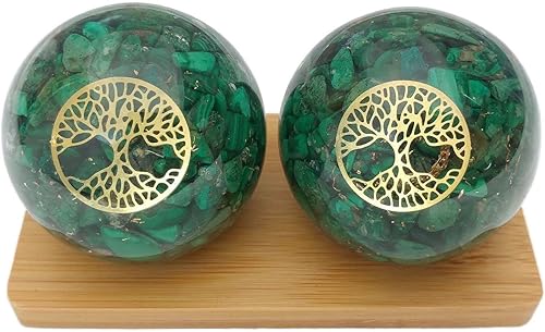 Top Chi Bolas de baoding de orgonita de malaquita natural para terapia de manos, ejercicio y alivio del estrés (grande de 2 pulgadas)