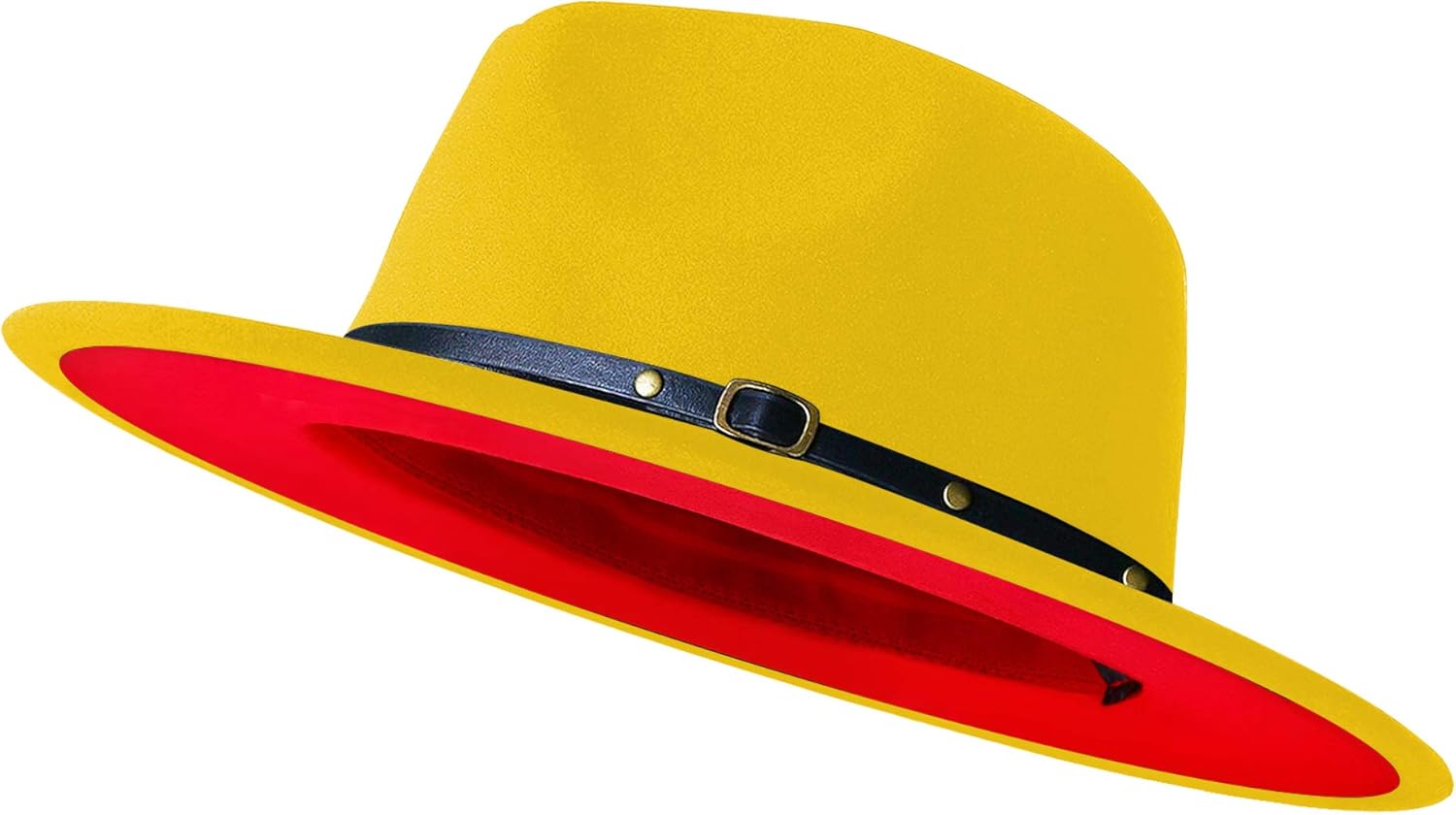 Wide brim fedora hat in two-tone felt for adults