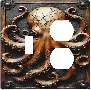 Decorative Outlet Covers Vintage Octopus 2 Gang Wall Plate Cover Single Toggle Duplex Combo Two Switch Light Switch Cover Plate Jumbo Dual Gfci Faceplate