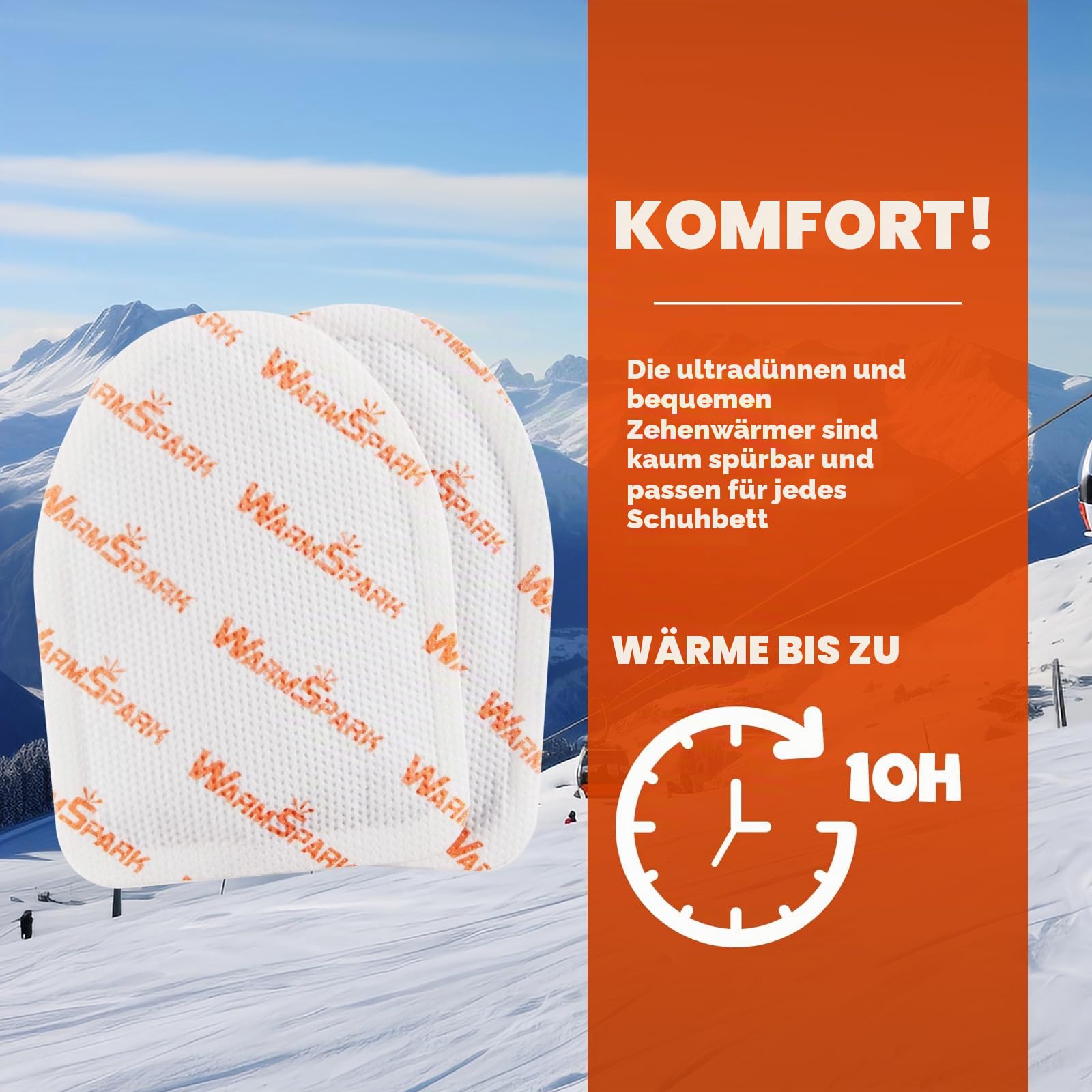 Zehenwärmer - 80 Fußwärmer Pads für Schuhe (40 Paar Zehenwärmer) Extra Wärmepads für 10 Stunden Wärme