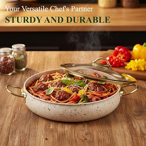 Miniatura 4 de Juego de utensilios de cocina de acero inoxidable de 5 capas, juego de 12 ollas y sartenes antiadherentes con asas que se mantienen frescas,