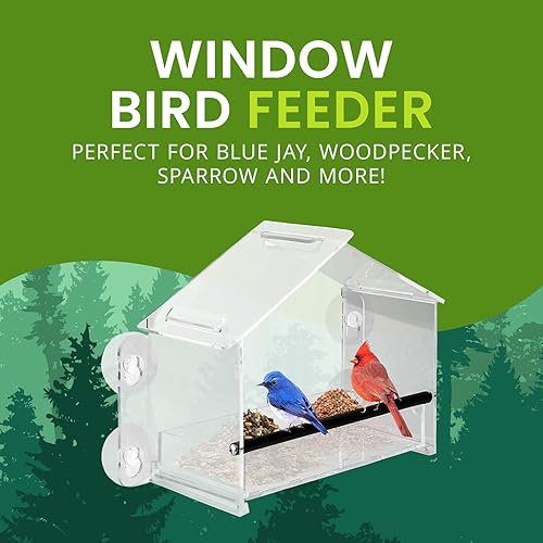 Miniatura 2 de Nature Gear Comedero acrílico transparente para pájaros para ver ventanas, resistente a la intemperie y fácil de limpiar con bandeja deslizante,