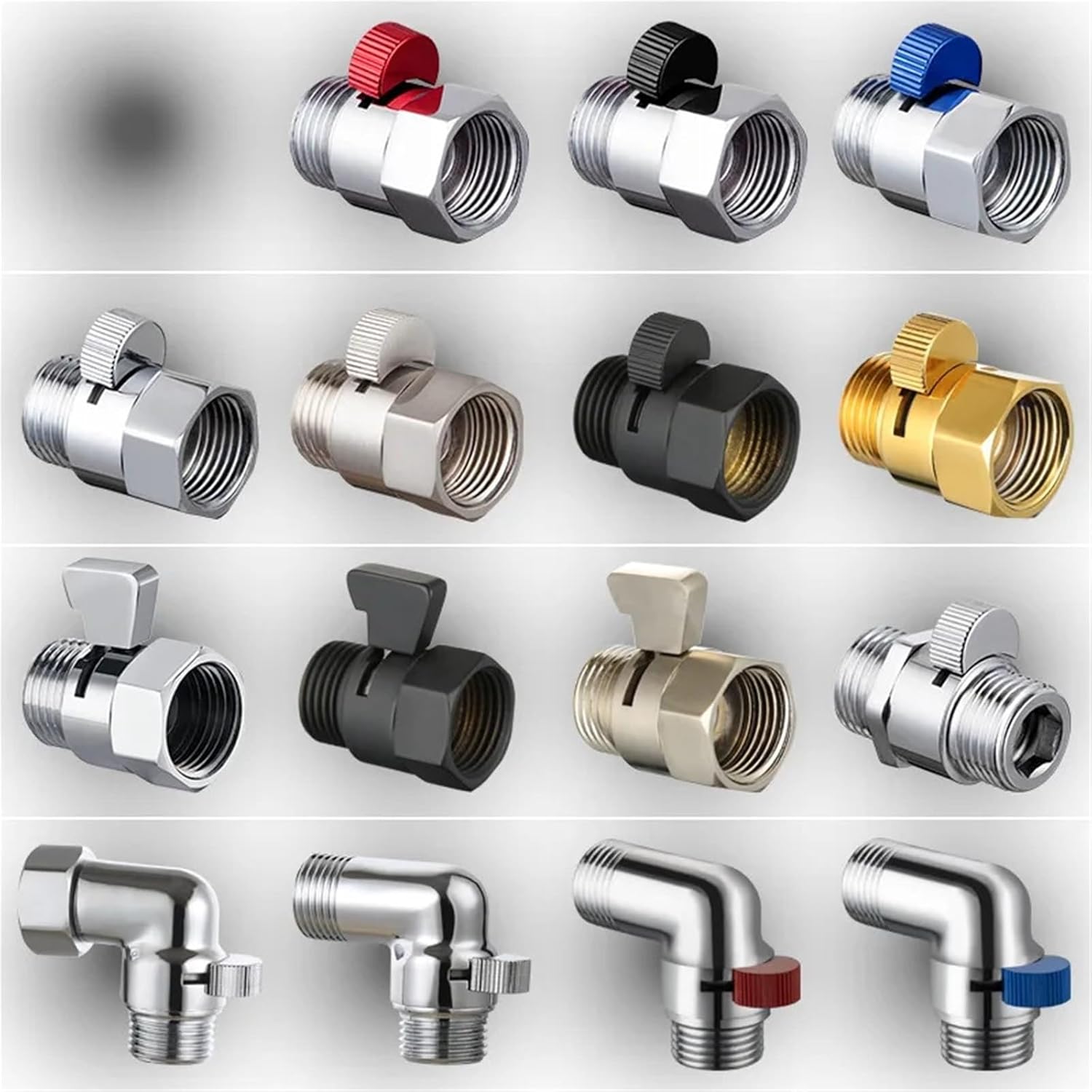 Bathroom Shower Brass Junction Water Flow Control Valve Straight Through Shut-off Angle Bath Tap Accessory(A)