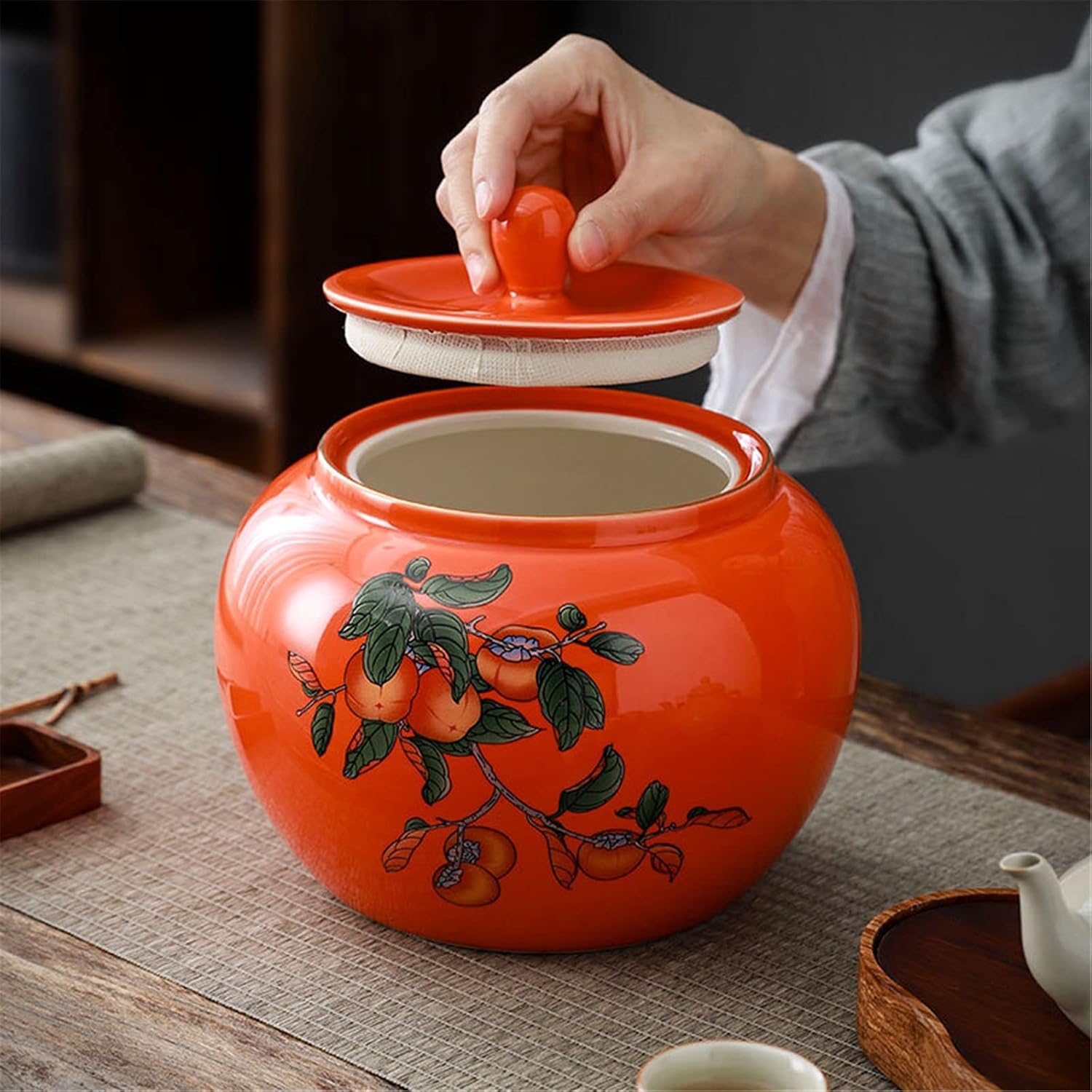 大樋 赤窯変 茶碗 伊豆藏撫山 作 大樋焼 共箱 共布 栞 茶道具 抹茶碗