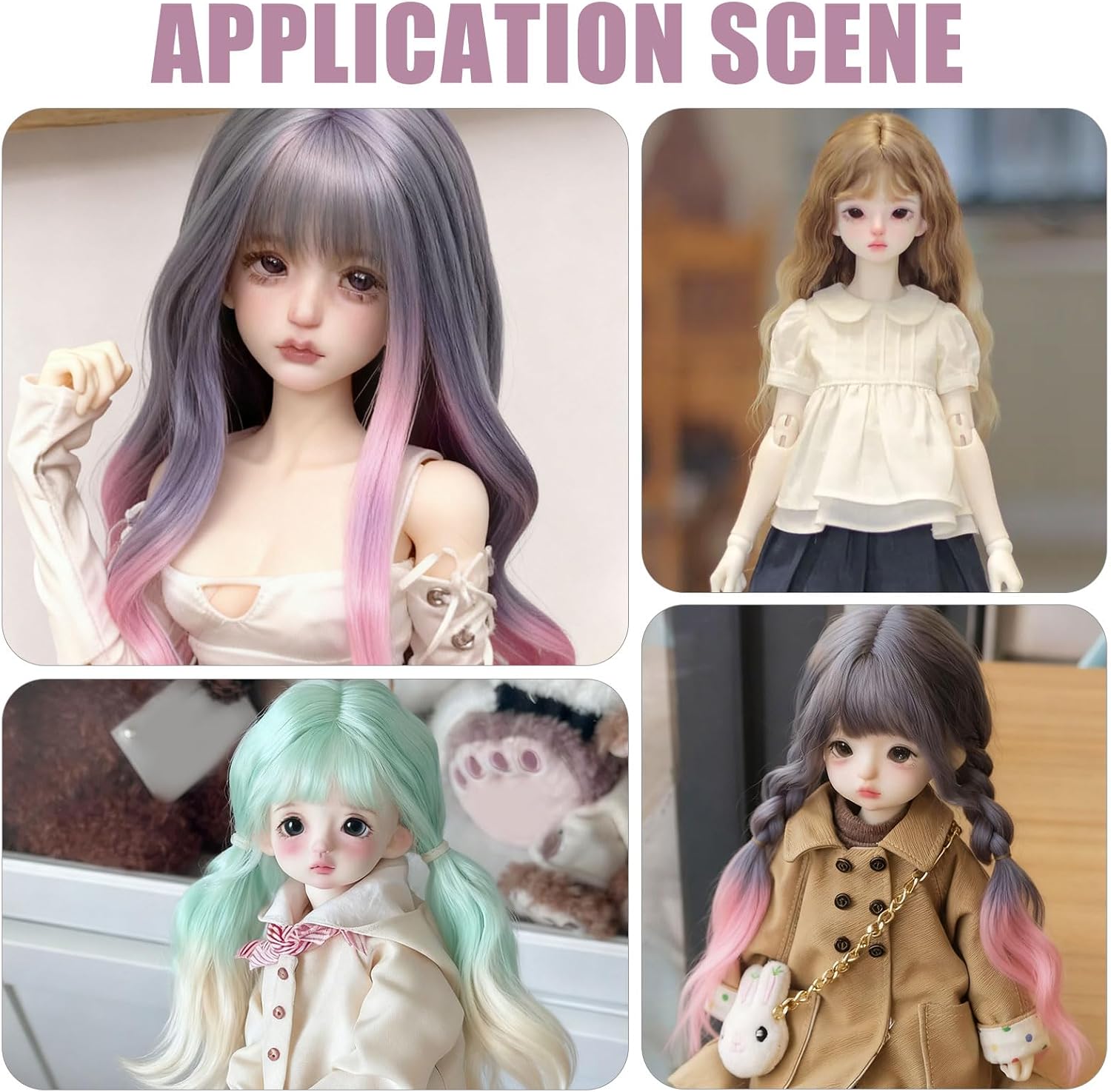 GLOBLELAND 3 Pcs 3 Colors Doll Curly Gradient Wig Hair 7 inch Fashion Soft Flexible Synthetic Perm Hair Long Extension Dolls Accessories for DIY BJD Doll Making Craft