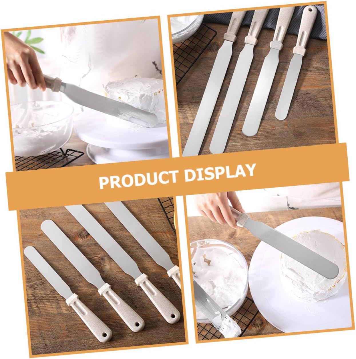 3pcs Baking Spatula Stainless Steel Wheat Straw Cake Decorating