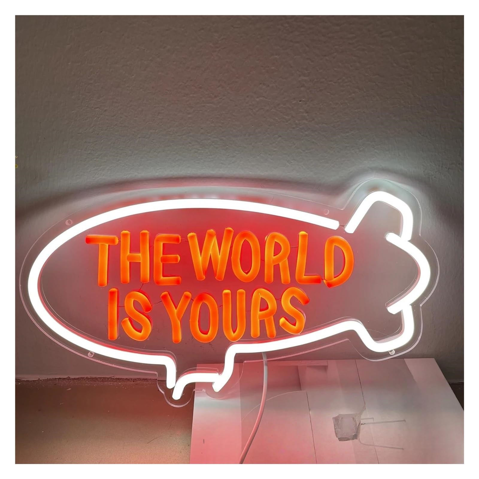 Lemst A Signs Lamp The World Is Yours Neon Signs Usb Powered Djustable Brightness Letter Lights Suitable For Club Decor 30Cmx40cm(A)