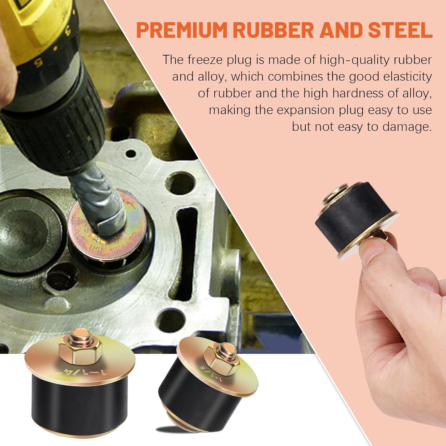 Tanstic 14Pcs Neoprene Rubber Expansion Plug, 7 Sizes Automotive Rubber Expandable Freeze Plug, 3/4", 7/8", 1", 1-1/8", 1-1/4", 1-3/8", 1-1/2", Fit Hole Size: 19~41mm(3/4"~1-5/8")