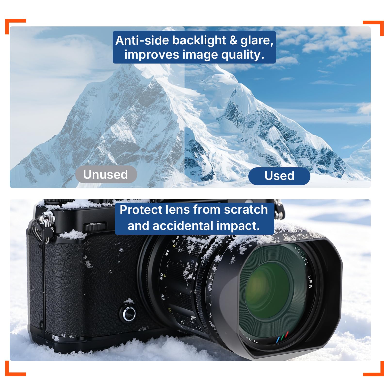 Haoge Pare-soleil carré en métal pour objectif Z 35 mm 50 mm f2 II pour Voigtlander APO-LANTHAR 50 mm 35 mm F2 Asphérique II Z Mount Accessoires d'objectif à baïonnette Noir, LH-35AAZ+Cap-35AAZ avec