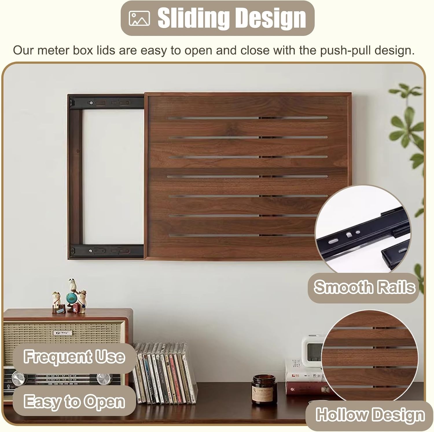 Vertical Electrical Panel Cover Wooden, Wall Mounted Circuit Breaker Box Cover, Customizable Alarm Electric Panel Covers (Natural 50x60cm)