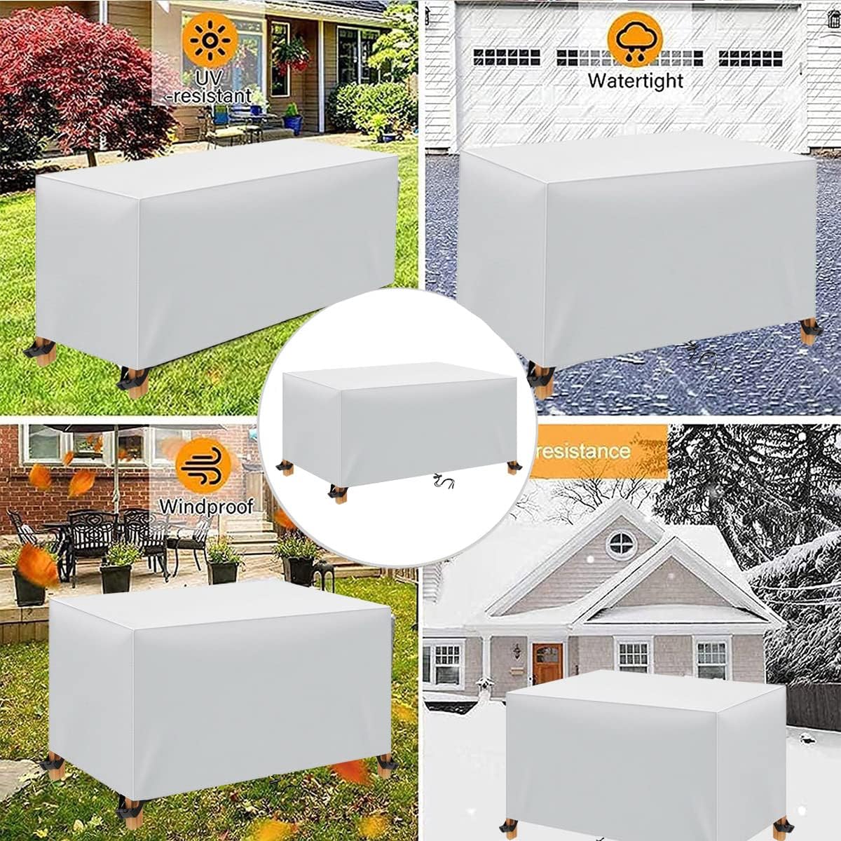 Patio Furniture Covers Waterproof Outdoor 600D Oxford Fabric Patio Table Covers Rectangle Couch Cover Weatherproof Furniture Covering for Deck Lawn and Backyard 52"L x 32"W x 30"H//130x80x75cm