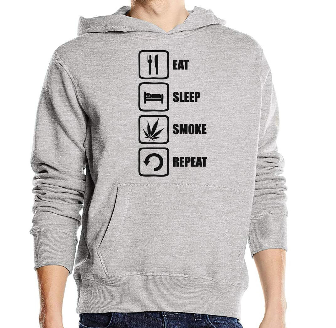 Eat Sleep Smoke Repeat Felpa con cappuccio unisex in misto cotone grigio
