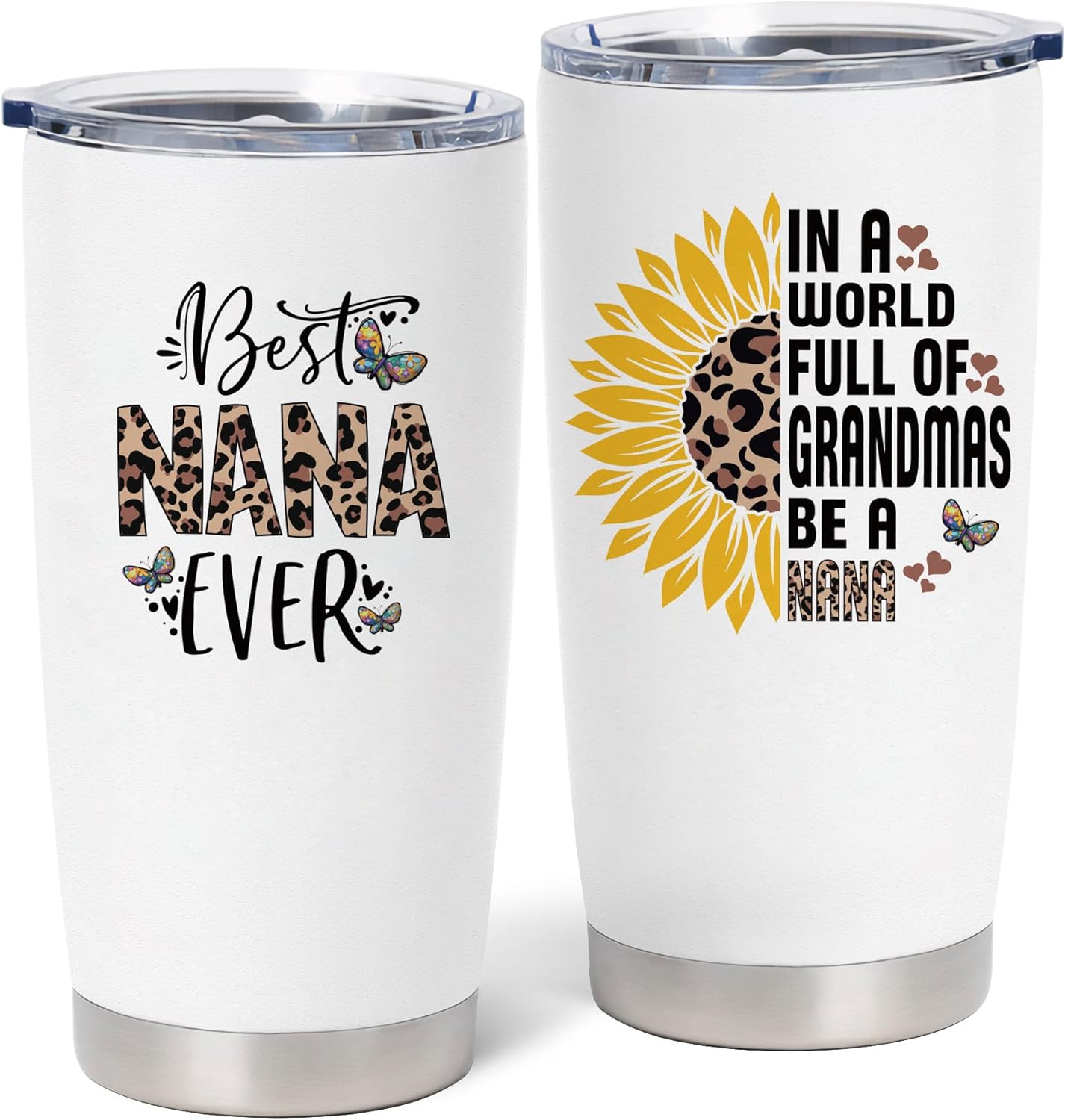 Nana Gifts, Nana Gifts for Grandma, Birthday Gift for Grandma from Grandchildren, Grandkids, 20 oz Stainless Steel Tumbler With Lid & Straw