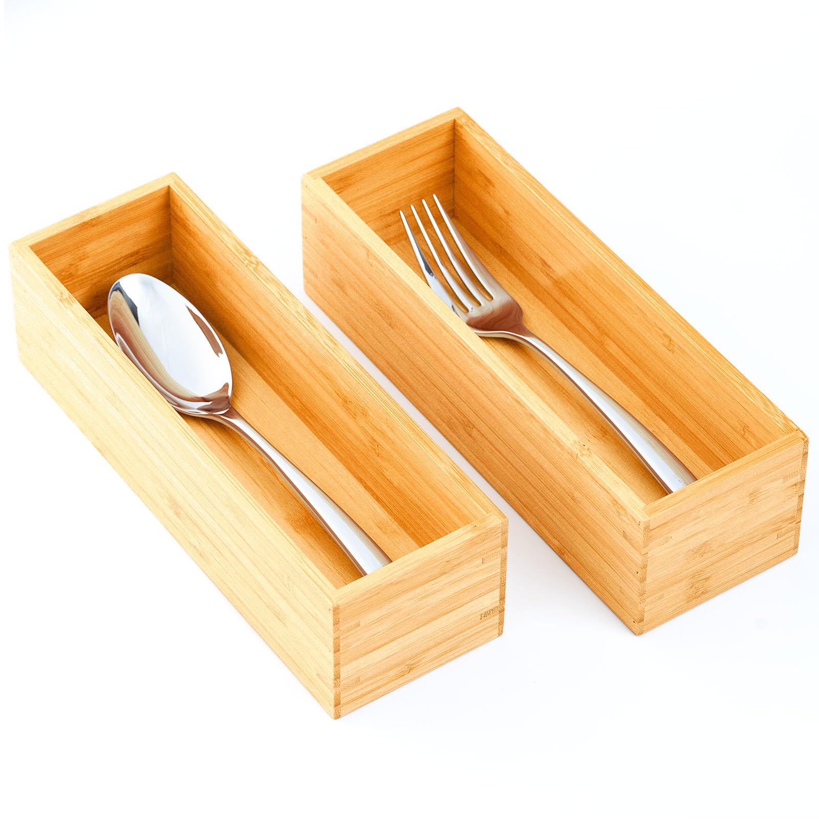 Umilife Bamboo Kitchen Drawer Organizer, Extra High 2.5' Boxes
