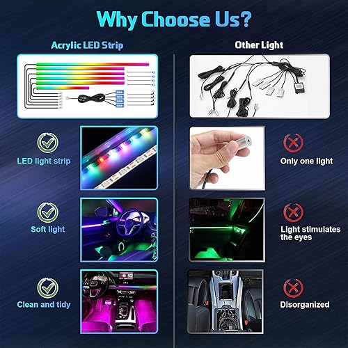 Miniatura 2 de WEBUPAR Dreamcolor - Luces de acrílico para interiores de automóvil, tira de luces LED RGB 18 en 1 para automóvil con control de aplicación y 213