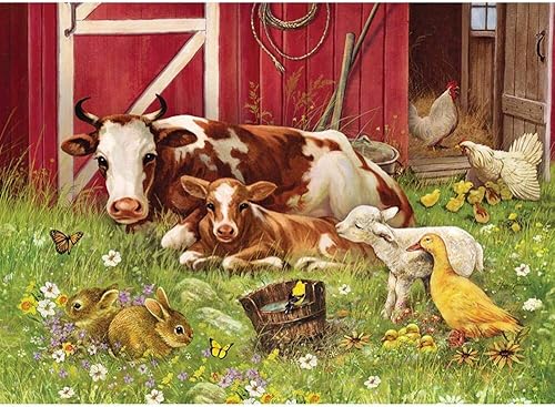 Miniatura 1 de Cobble Hill Family Piece's 350 Puzzle - Barnyard Babies - Muestra de póster incluido