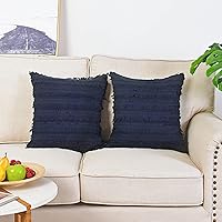 Vista 19 de GYROHOME Paquete de 2 fundas de almohada de algodón y lino, fundas de cojín decorativas, diseño de borlas, fundas de cojín modernas con flecos