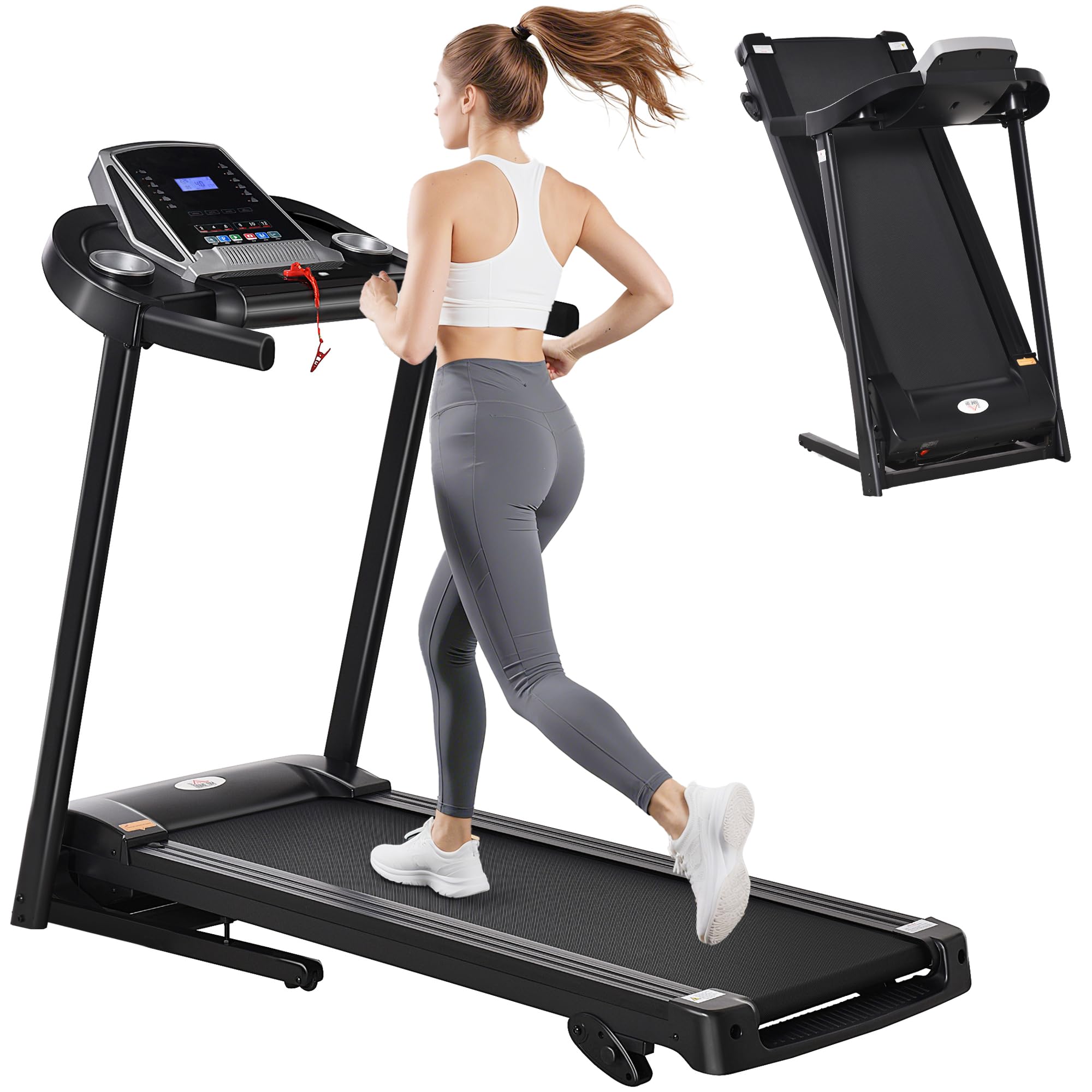 HOMCOM Folding Treadmill With Incline & LED Display