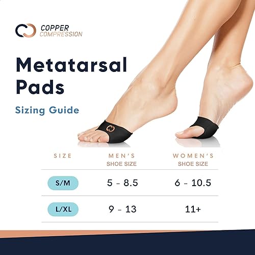 Vista 2 de Copper Compression Almohadillas metatarsianas para mujeres y hombres, ortopédicos para aliviar el dolor de pies, cojines de gel para callos