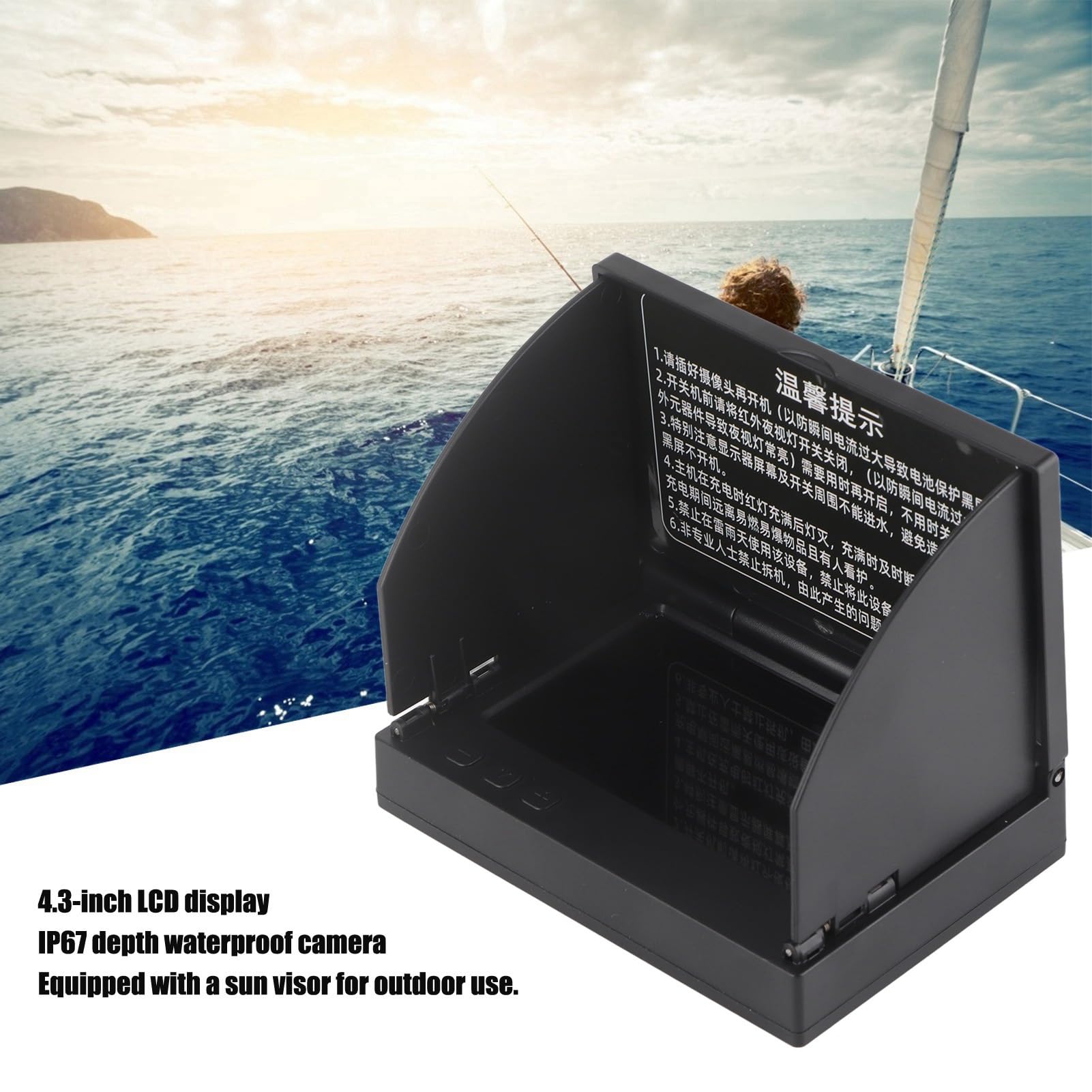 Onderwaterviscamera, Onderwater Vissen Camera 4.3 Inch Monitor 4x Digitale Zoom Fishfinder Camera Ijs/Rivier Camera for Vissen Fishfinder voor meerboot-kajak-ijsvissen
