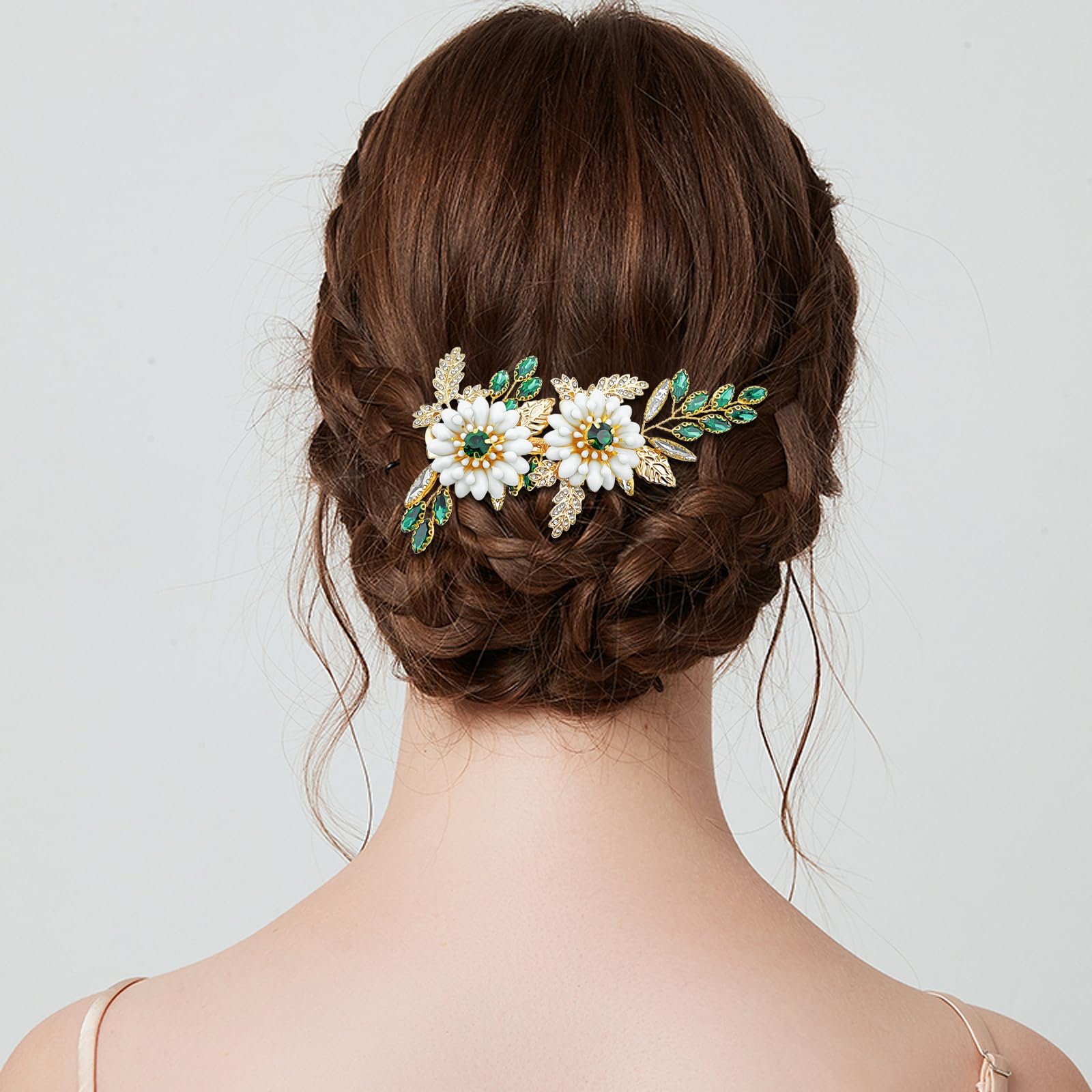 Amazon.com : Green Crystal Bride Wedding Hair Clip Flower  display picture 1