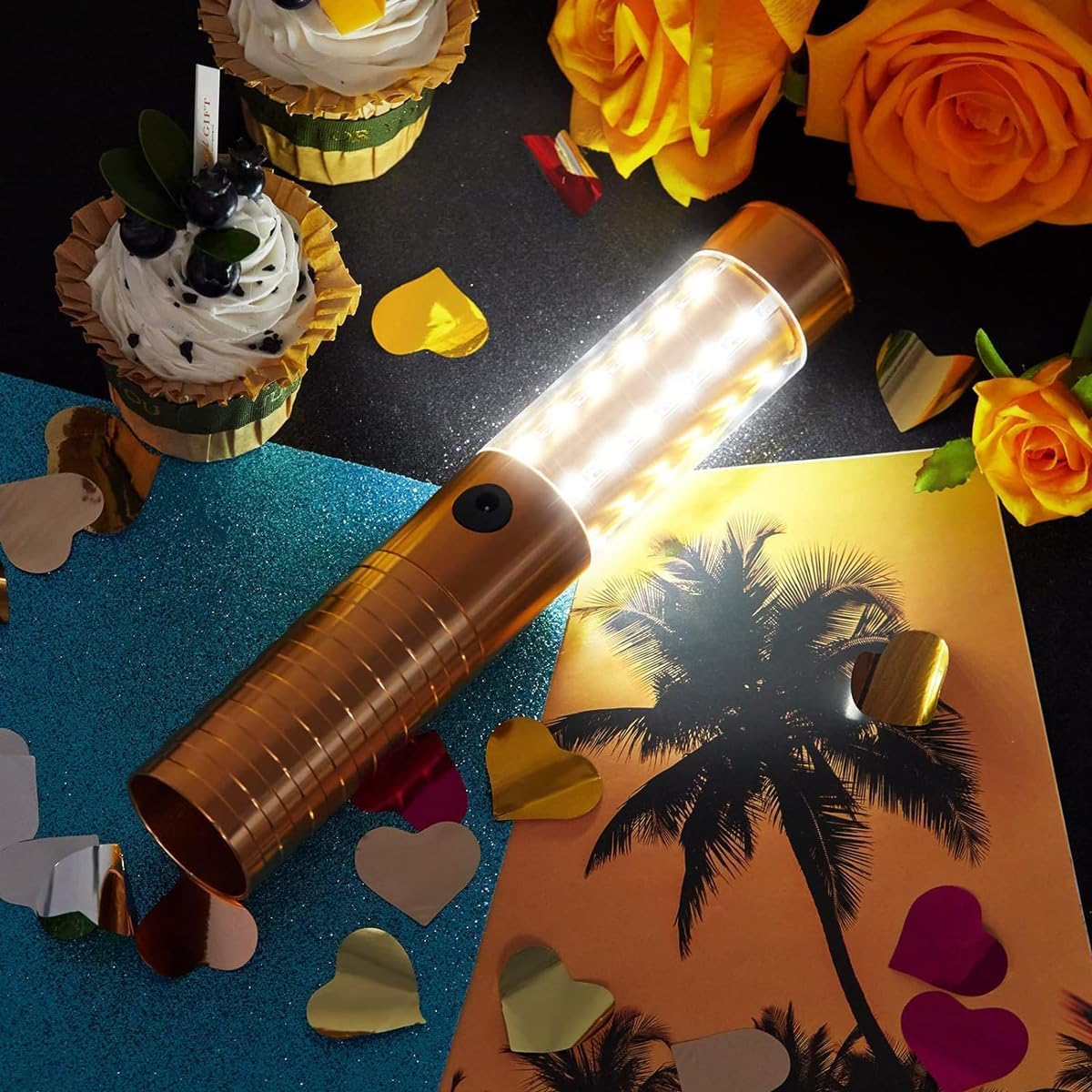 Lot de 2 lampes LED stroboscopiques réutilisables rechargeables pour bar, club, anniversaire, mariage, fête