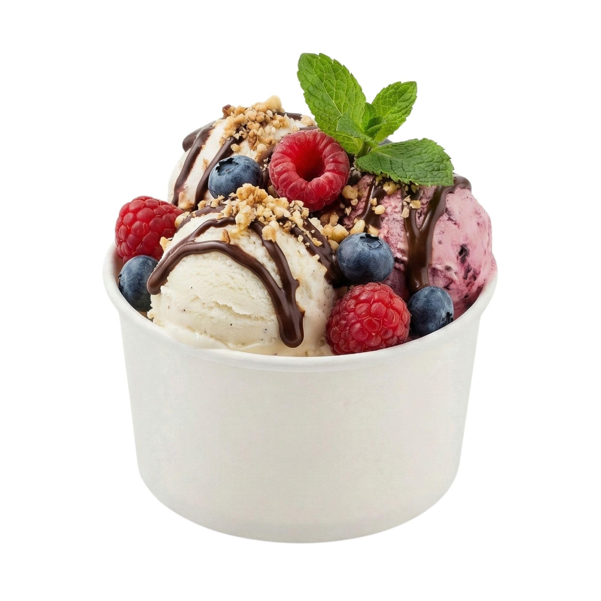 Coppetta 8-Ounce Dessert Cups, 50 Disposable Ice Cream Cups - Lids Sold Separately, Sturdy, White Paper Frozen Yogurt Bowls, For Hot And Cold Foods, Perfect For Gelato Or Mousse - Restaurantware