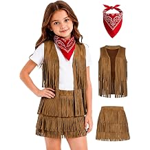 Cowgirl Costume for Girls Fringe Western Outfits 3Pcs Set 5-12Y