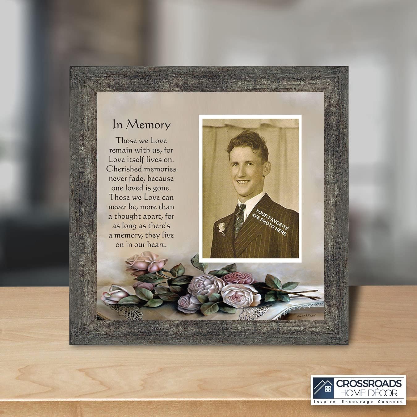 Crossroads Home Décor In Memory of Loved One, Memorial Gifts Picture Frames, Sympathy Gifts for Loss of Mother, Loss of Father Gift Memory Framed Poem 6532BW