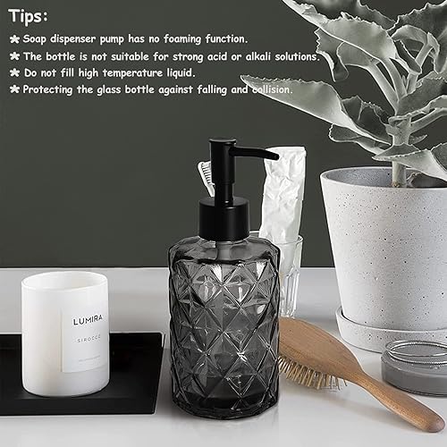 Miniatura 7 de Dispensador de jabón de vidrio con bomba de plástico negro dispensador de jabón líquido recargable de 12 onzas paquete de 2 botellas de loción de