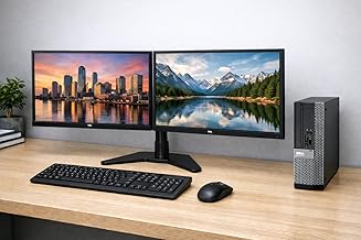COMPUCLEAR Complete set Dual 24 inch Monitors & Optiplex Core i3 3.0Ghz -8GB RAM - 500GB HDD - WiFi - DVDRW - Windows 11 64-Bit Desktop PC Computer (Renewed)