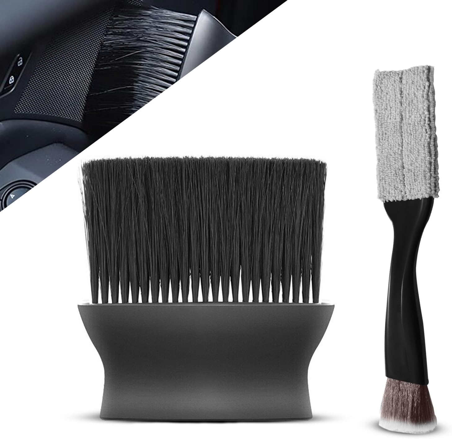 2Pcs Update Car Dust Cleaner Brush, 2 in 1 Strip Knitted