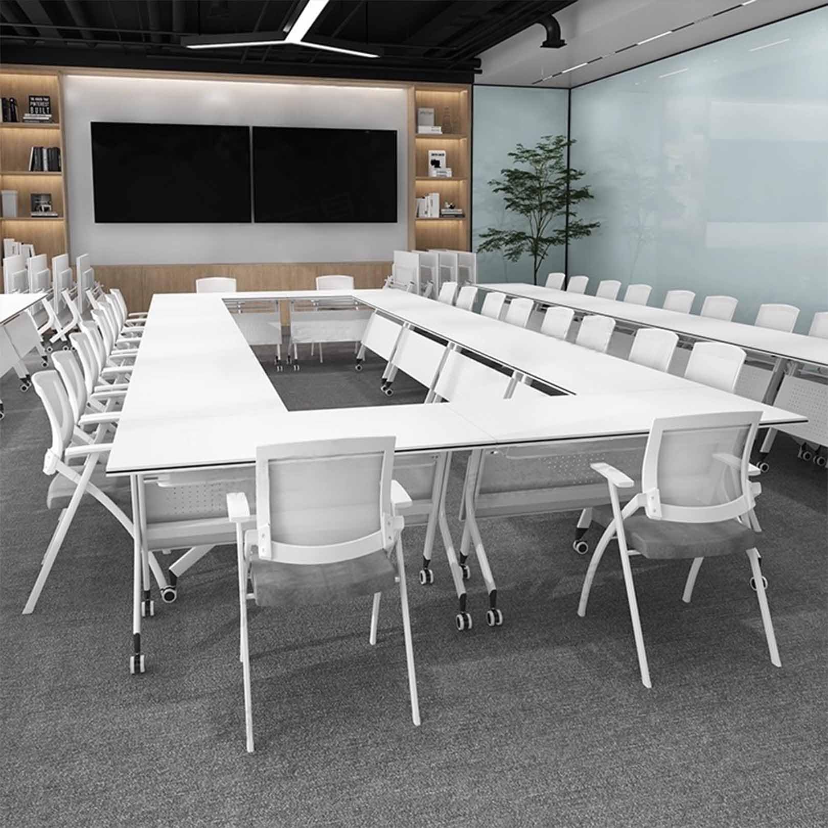 Table de réunion à pliage rapide avec roulettes verrouillables pour bureau, séminaire et utilisation collaborative