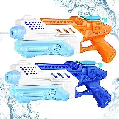 Paquete de 2 pistolas de agua para niños, pistolas de agua súper chorros con 400 CC de alta capacidad de 30 pies de largo alcance