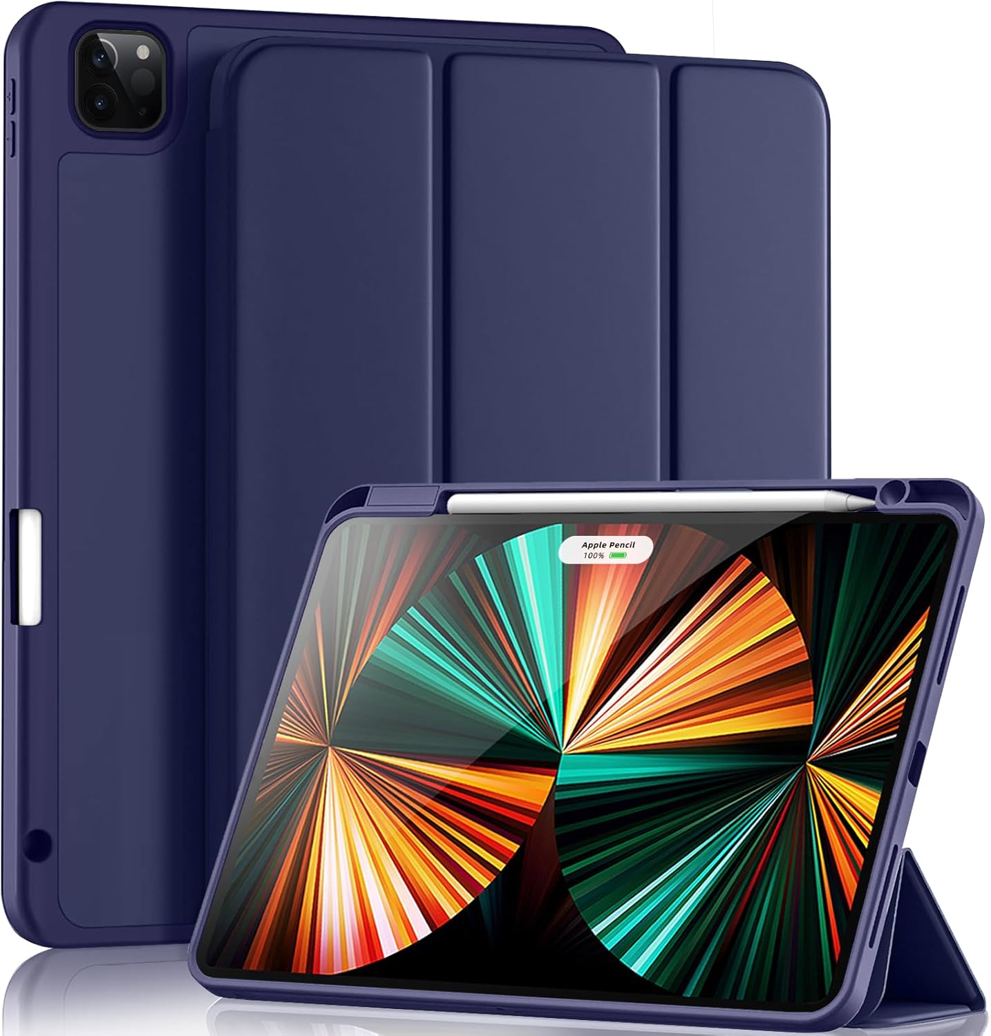 Designed for iPad Pro 11 Inch Case 4th/3rd/2nd Generation with Pencil Holder, Slim Protective Trifold Cover for iPad 11 Pro Case 2022 (4th Gen) /2021 (3rd Gen) /2020 (2nd Gen), Navy Blue