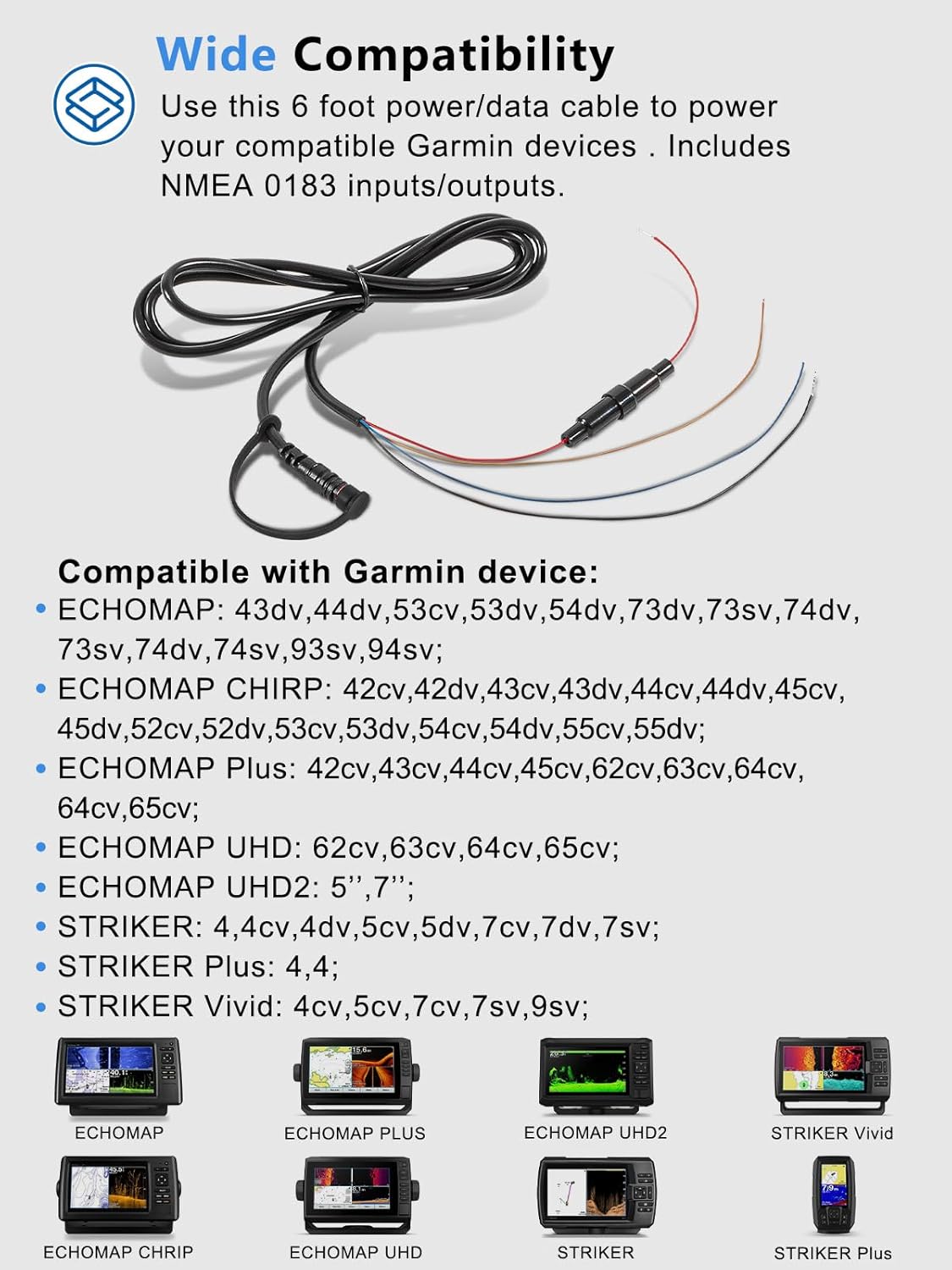 010-12199-04 Power/Data Cable Quick Connect Adaptor 4-Pin 4Xdv Compatible with Echo, Striker Plus, Striker Vivid, Striker 4, Fishfinder, Echomap