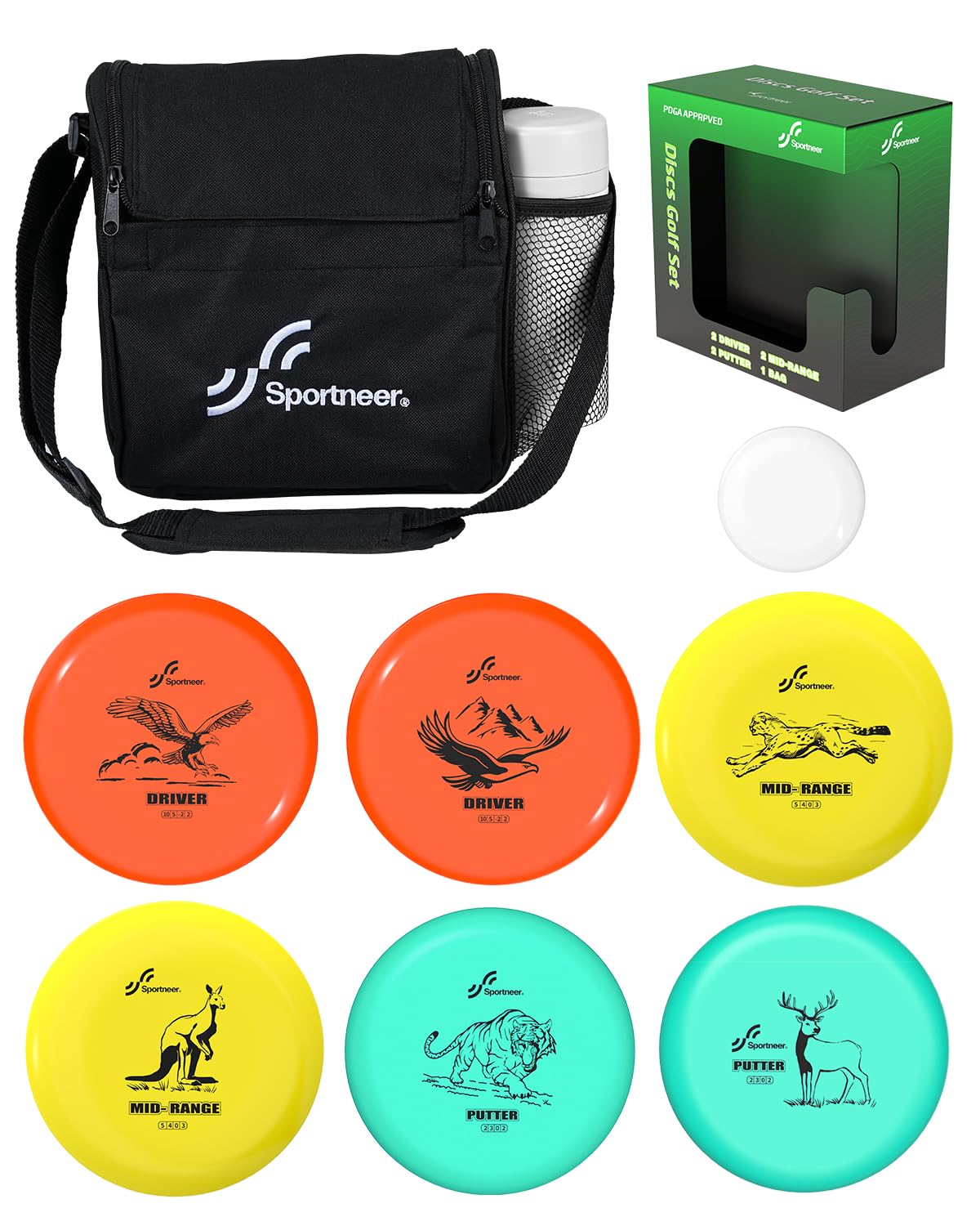Sportneer Set di dischi da golf, disco da golf per adulti (animali terrestri, 6)