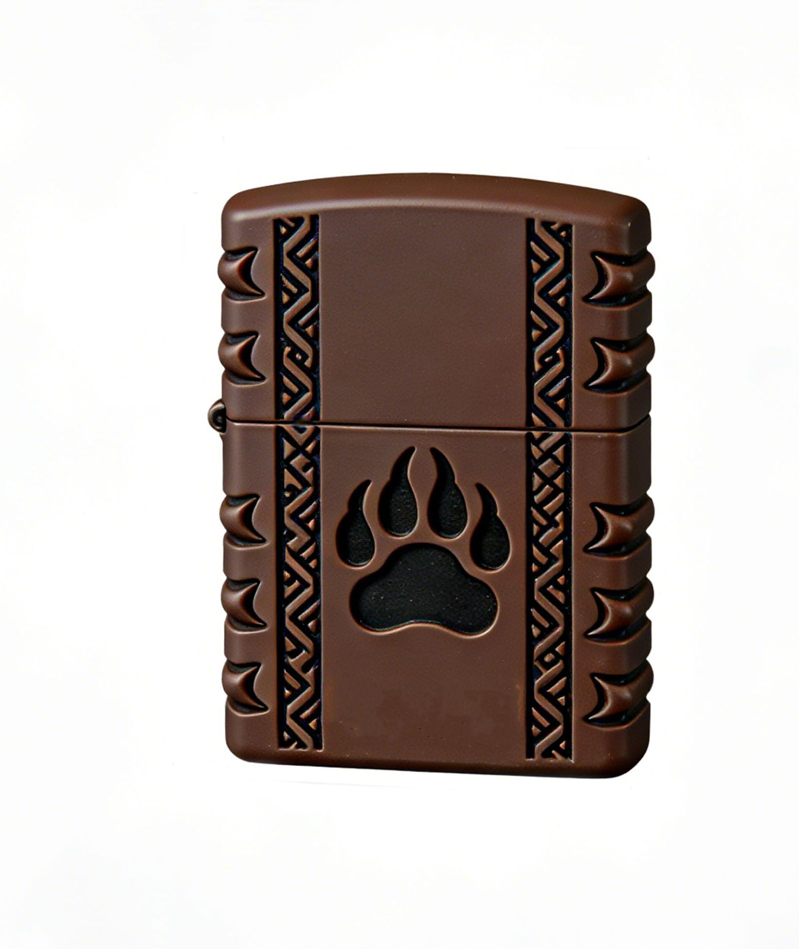 Bear Paw Carved Reusable Kerosene Lighter Vintage Flip Top Grinding Wheel Open Flame Kerosene Lighter for Men Dad Husband (C)