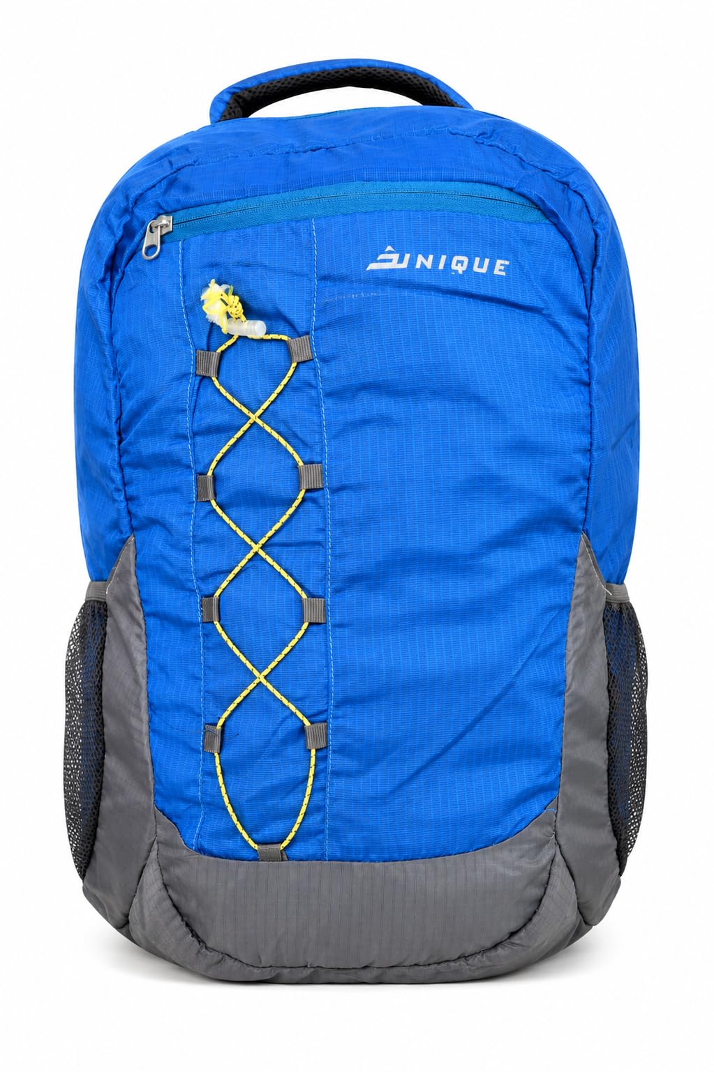 Unique Backpack, Black and Blue with Yellow Bungee Cord-picture-27