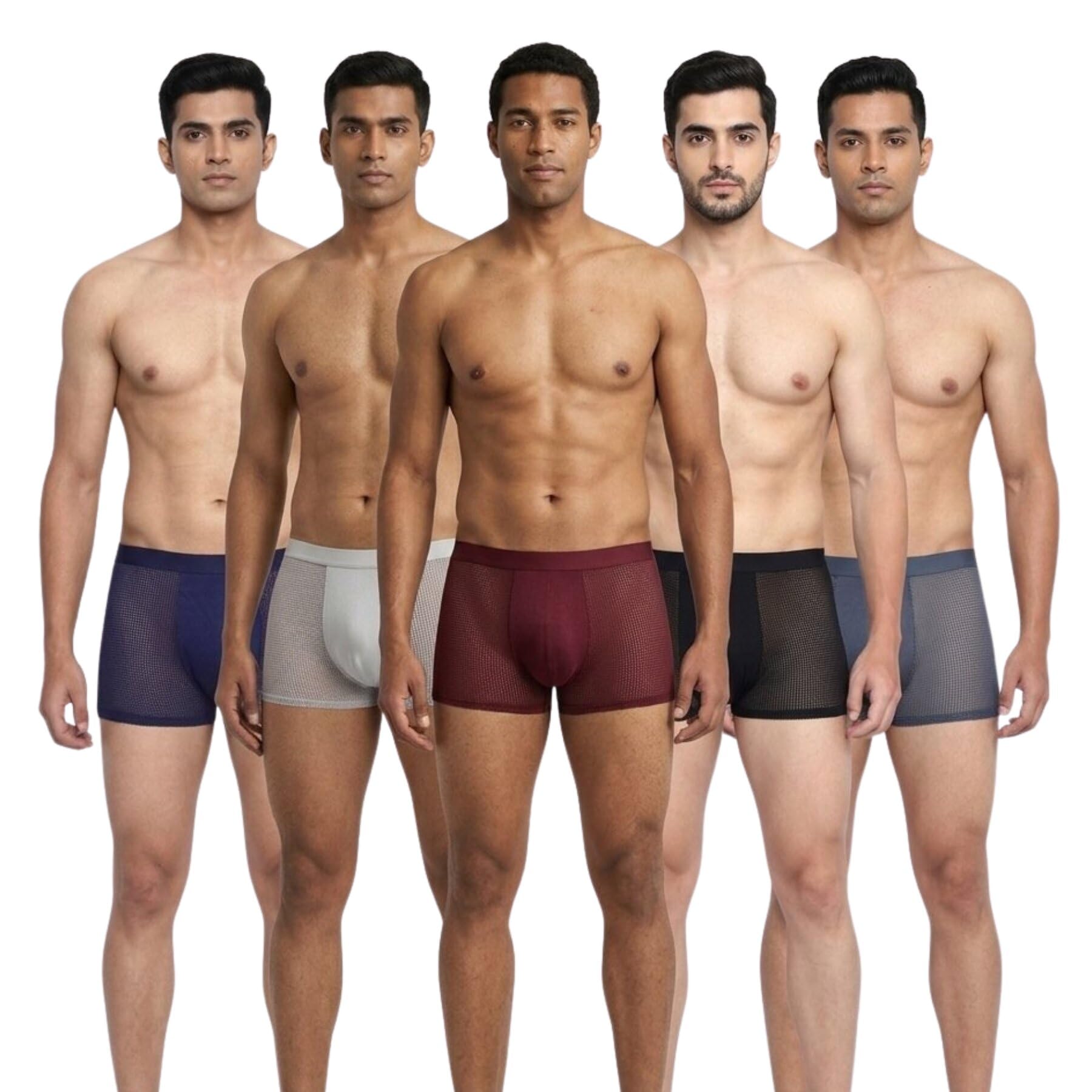 Men's Cotton Dot Boxer Briefs Underwear Pack of 5 | Soft Comfort Stretch Trunks-picture-36
