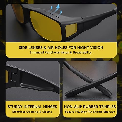 Miniatura 4 de Night Vision Driving Glasses Fit Over Glasses for Men Women Anti Glare Polarized HD Night Time Glasses for Driving Yellow Len