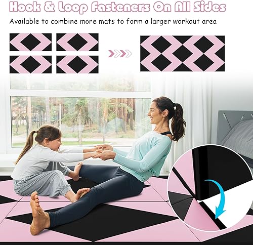 Miniatura 5 de Goplus Colchoneta de gimnasia plegable, 8 x 4 x 2 pulgadas, con cierres de velcro, piel sintética, asas de transporte para el hogar, gimnasio,