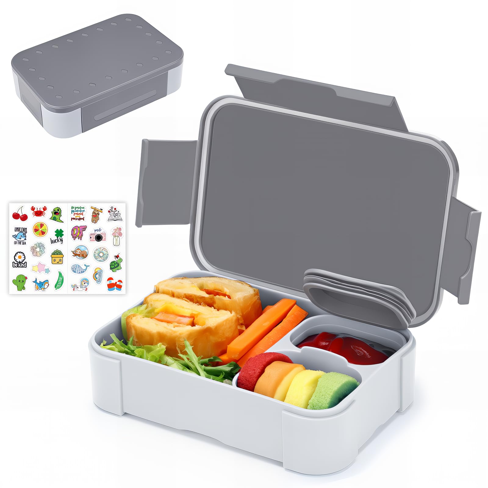 Bugucat Contenitore per Pane Bambini con Bicchieri 1300ML, Lunchbox