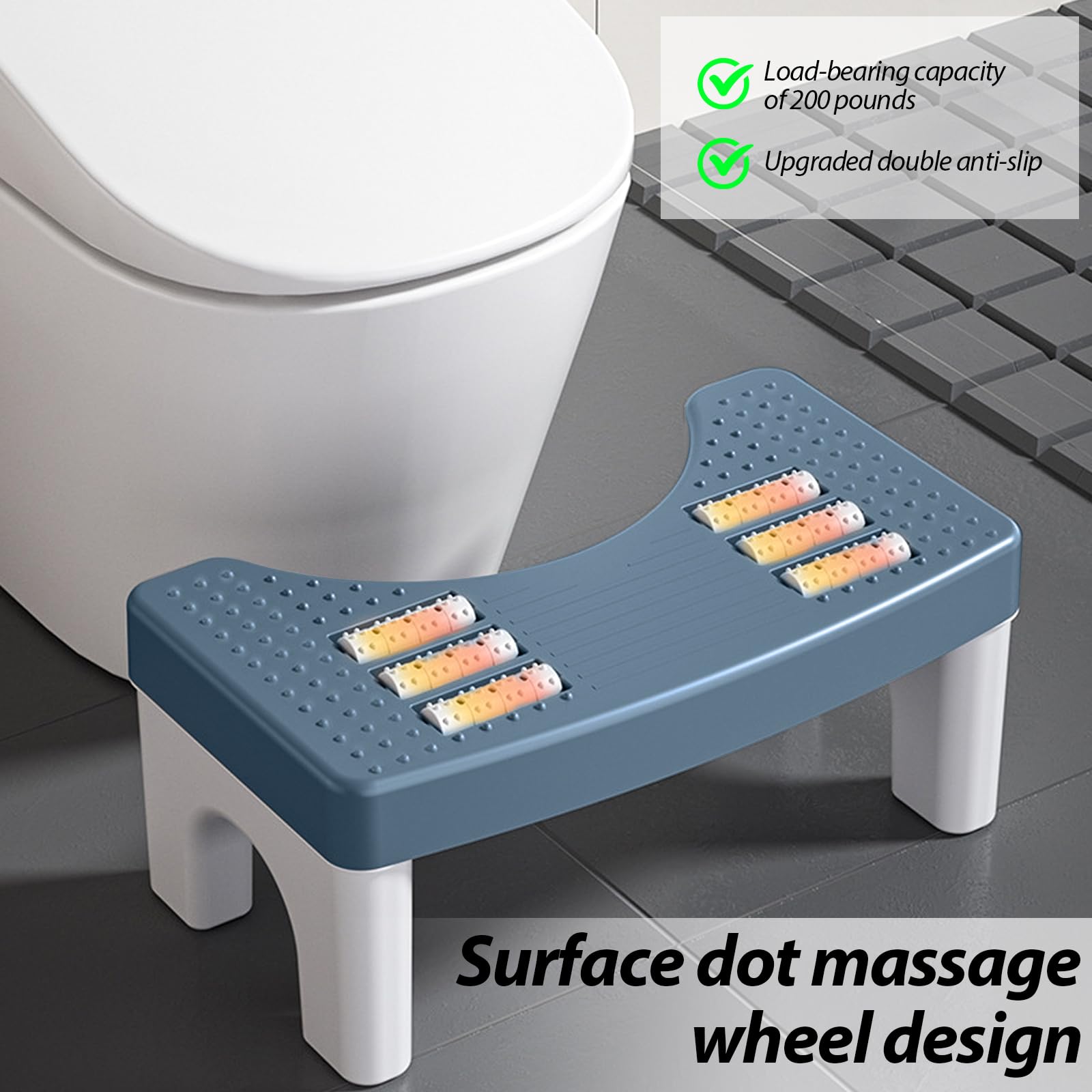 Toilettenhocker Erwachsene, Toilettenhocker Klappbar Hoch, Staubfrei und Rutschfest WC Hocker Erwachsene, Eingedickter Klohocker für Assist Relieve Verstopfung, Blähungen, Reizdarmsyndrom (Blau)